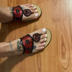 Jack Roger sandals red black size 8